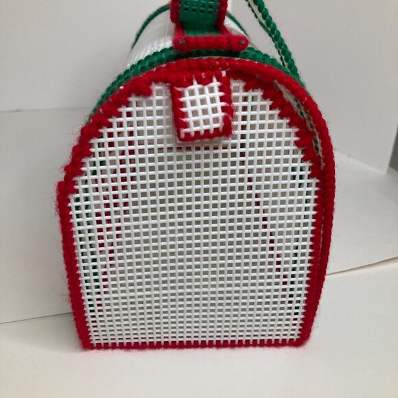 Vintage Plastic Canvas Needlepoint Christmas Mailbox Merry Christmas Holly 10.5" - Picture 4 of 7
